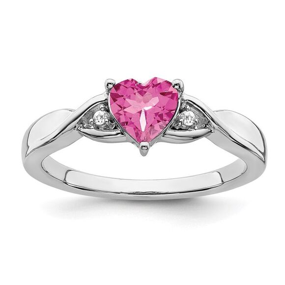 Kazi Luxury Sterling Silver Rhodium-plated Pink Tourmaline and Diamond Ring